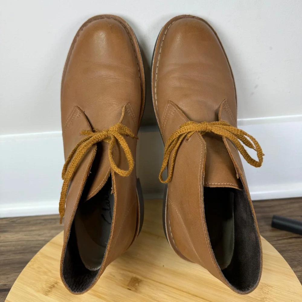 Clarks Desert Boots Mens 10 Tan Leather Good Chukka Lace Up 26112317 Brown